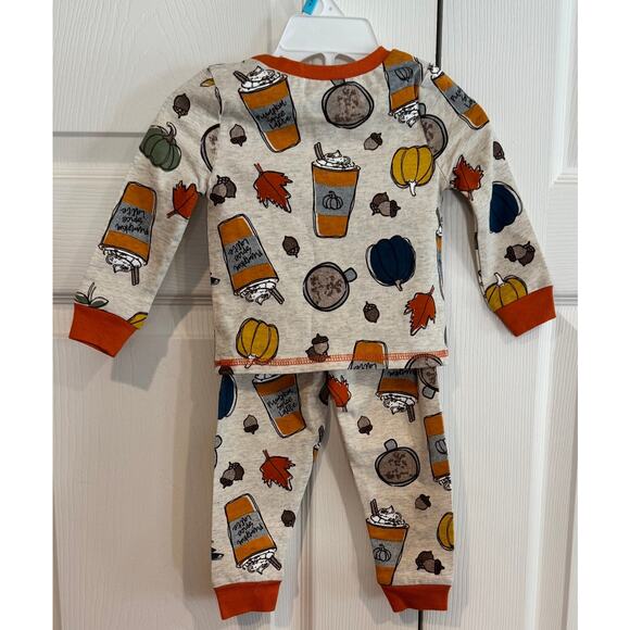 NEW Mud Pie Pumpkin Spice Latte Baby Halloween Fall Outfit Pajamas 6-9 - Picture 5 of 8